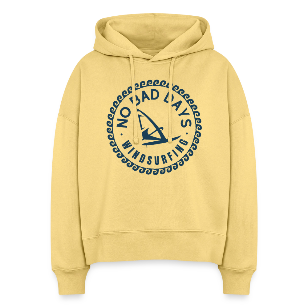 safis Surferkleidung -no bad days- Boxy Frauen Bio Hoodie - Hellgelb