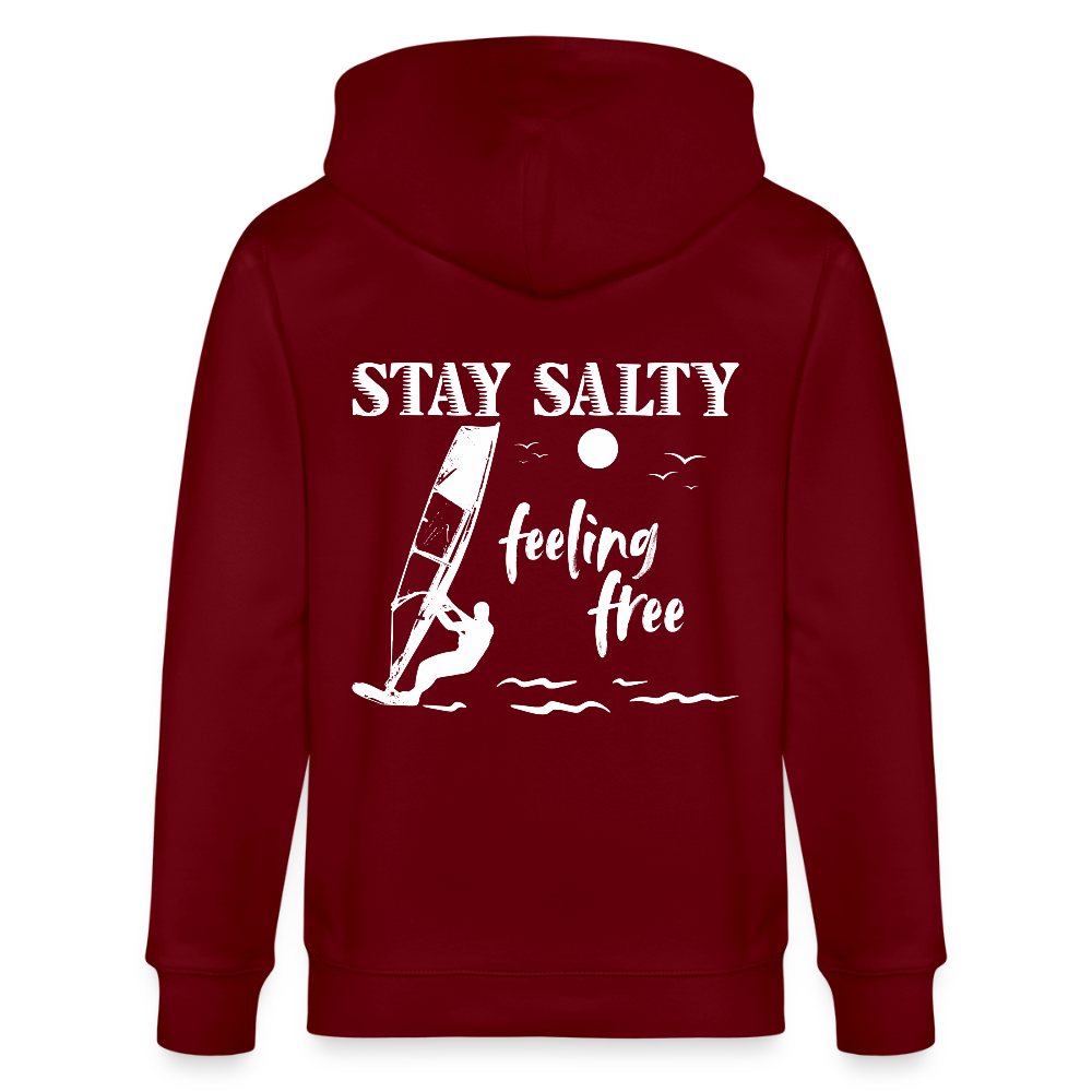 Unisex Bio-Kapuzenjacke CULTIVATOR -stay salty- - Burgunderrot