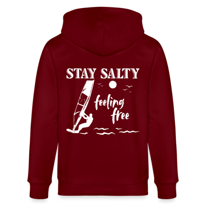 Unisex Bio-Kapuzenjacke CULTIVATOR -stay salty- - Burgunderrot