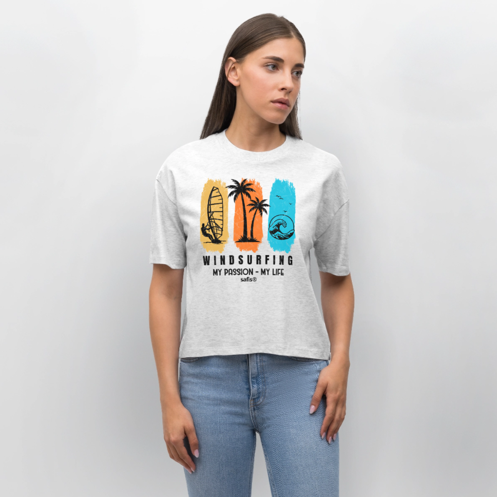 Frauen Boxy Bio-T-Shirt Nova -my passion my life- - Weiß meliert