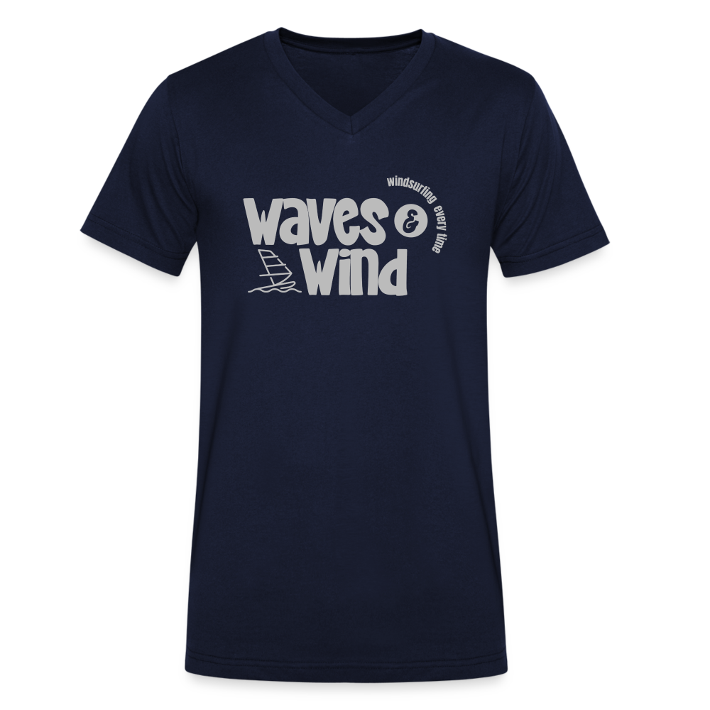 Männer Bio-T-Shirt mit V-Ausschnitt -waves & wind- - Navy