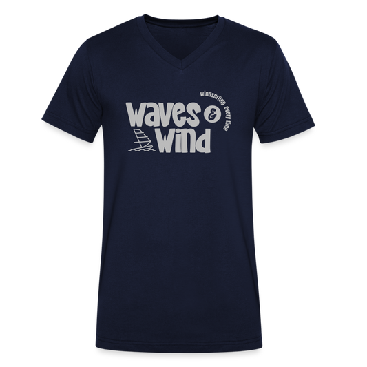 Männer Bio-T-Shirt mit V-Ausschnitt -waves & wind- - Navy