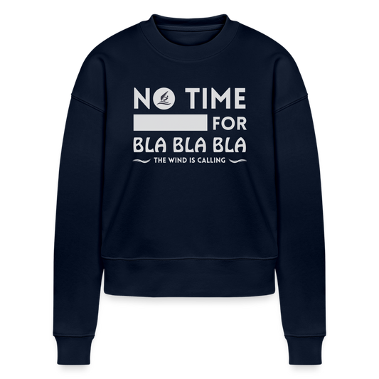 Cropped Frauen Bio-Sweatshirt -bla bla bla- - Navy