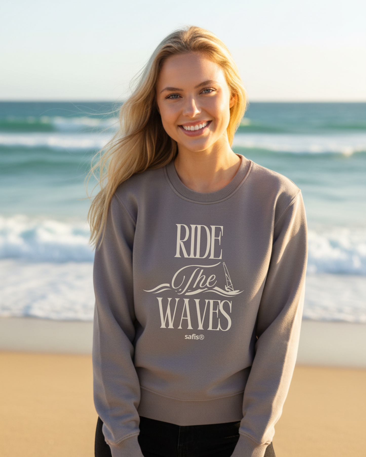 Frauen Premium Pullover -ride the waves-