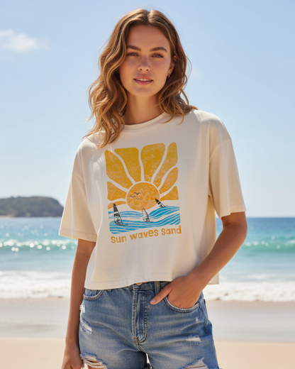 Windsurf Shirt Frauen -sun waves sand- beige