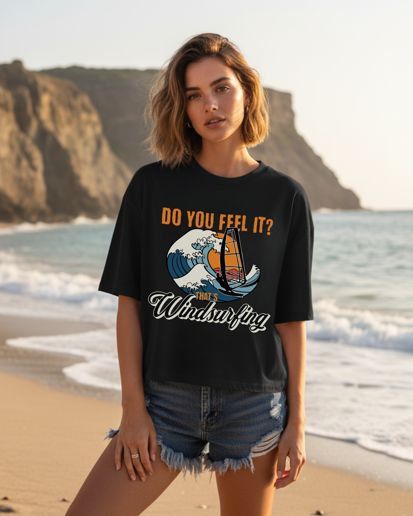 Windsurf Shirt Frauen schwarz -do you feel it?-