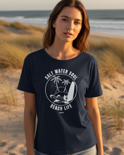 Relaxed Rundhals Frauen Bio-T-Shirt -salt water soul-