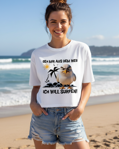safis Windsurf shirt Frauen lustig weiß, ich will surfen
