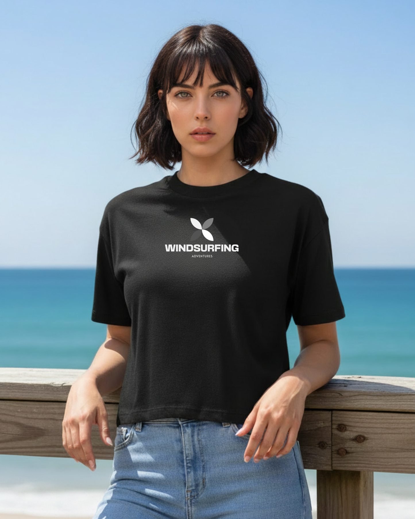 safis Windsurf Shirts Frauen Boxy T-Shirt schwarz
