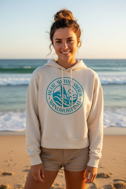 Boxy Frauen Bio Hoodie Nora -blue wave vibes-