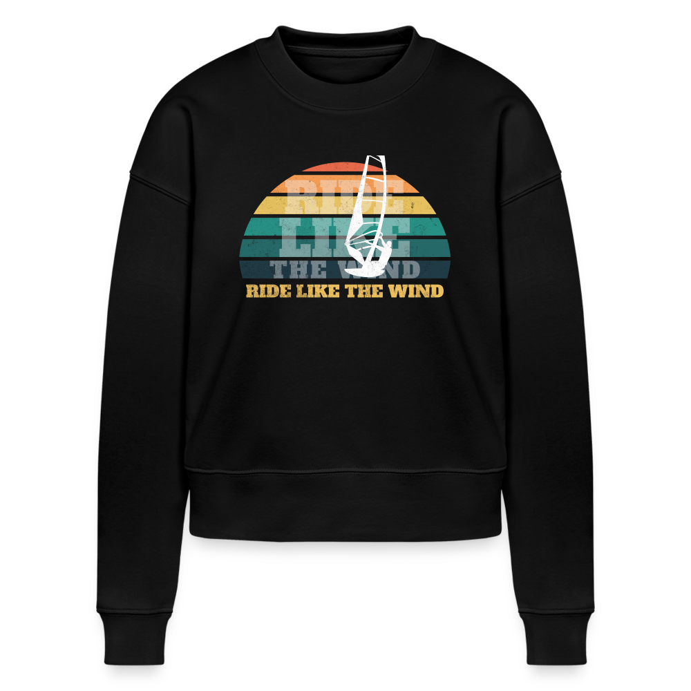 Cropped Frauen Sweatshirt -ride like the wind- - Schwarz