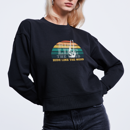 Cropped Frauen Sweatshirt -ride like the wind- - Schwarz