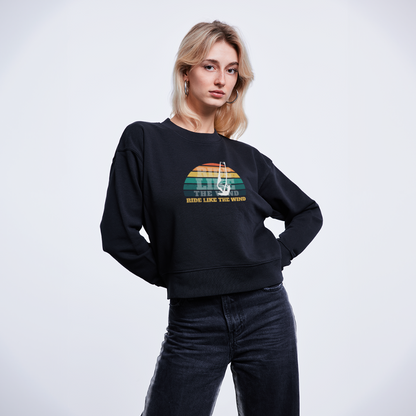 Cropped Frauen Sweatshirt -ride like the wind- - Schwarz