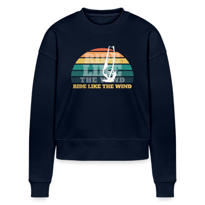 Cropped Frauen Sweatshirt -ride like the wind- - Navy