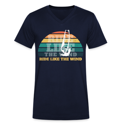 Männer T-Shirt mit V-Ausschnitt -ride like the wind- - Navy