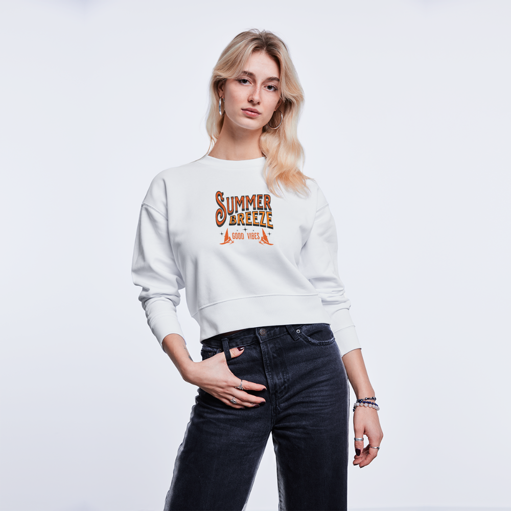 Cropped Frauen Sweatshirt -summer breeze- - Weiß