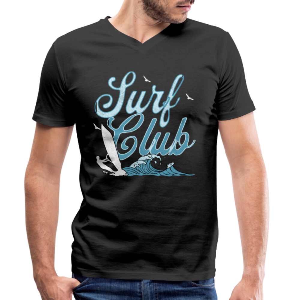 Männer Bio-T-Shirt mit V-Ausschnitt -surf club- - Schwarz