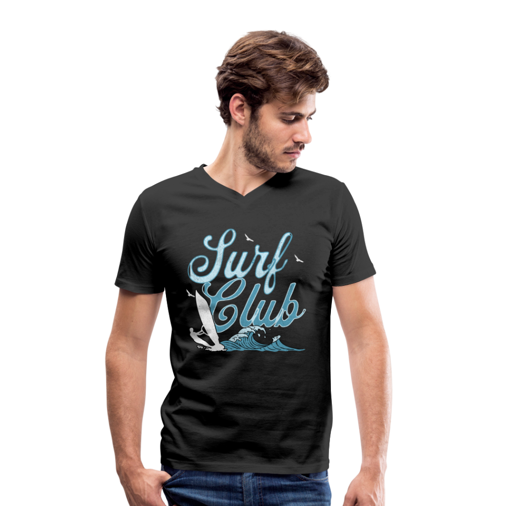 Männer Bio-T-Shirt mit V-Ausschnitt -surf club- - Schwarz