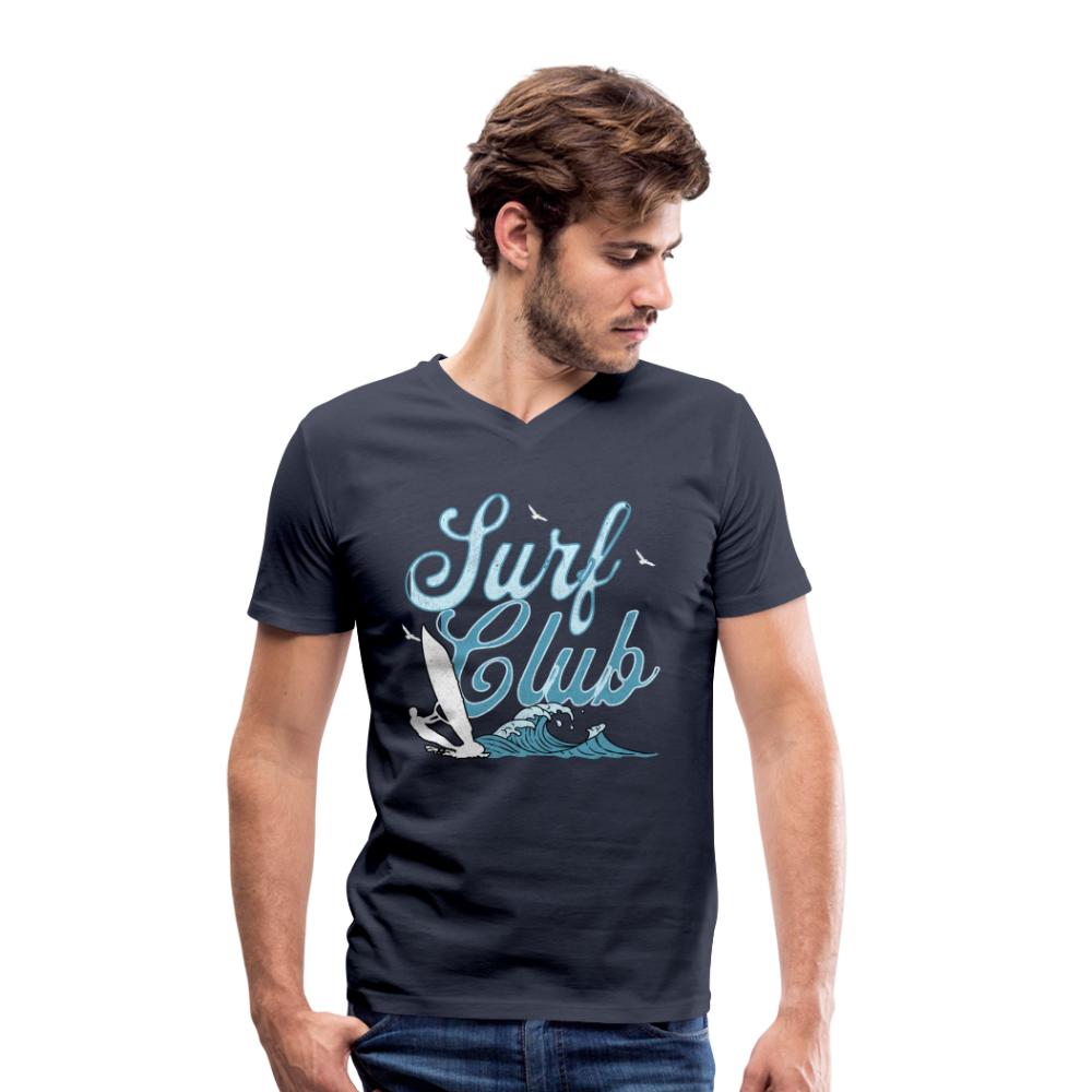 Männer Bio-T-Shirt mit V-Ausschnitt -surf club- - Navy