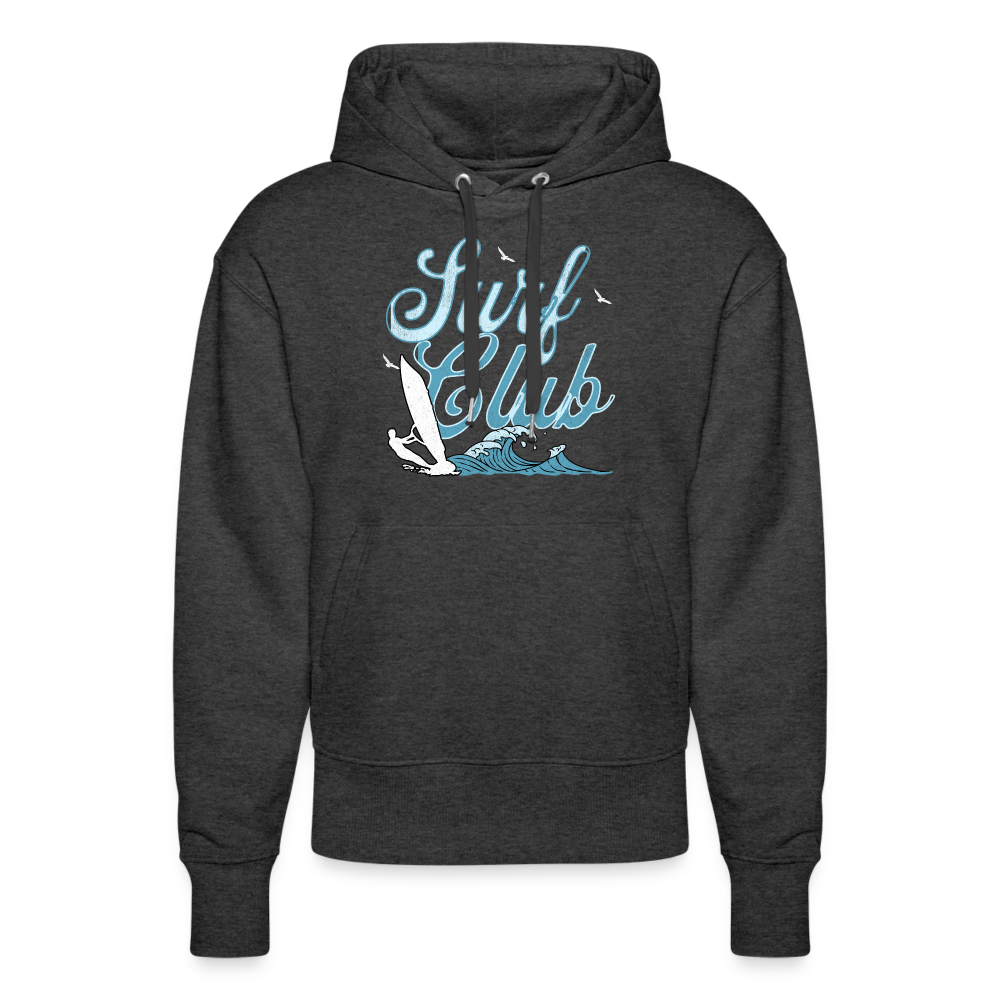 Unisex Relaxed Fit Bio-Hoodie SLAMMER -surf club- - Dunkelgrau meliert