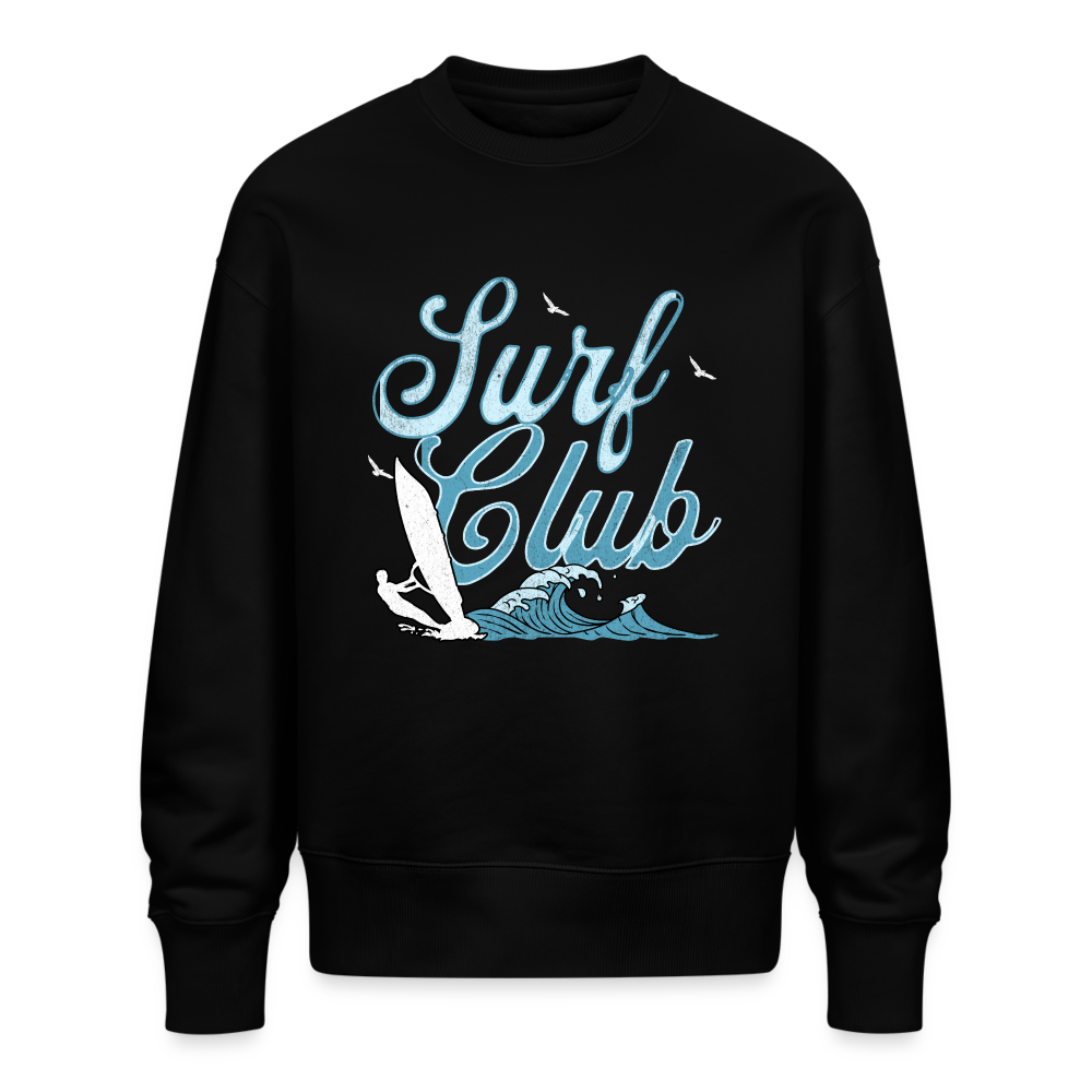 Unisex Oversize Bio Pullover-surf club- - Schwarz