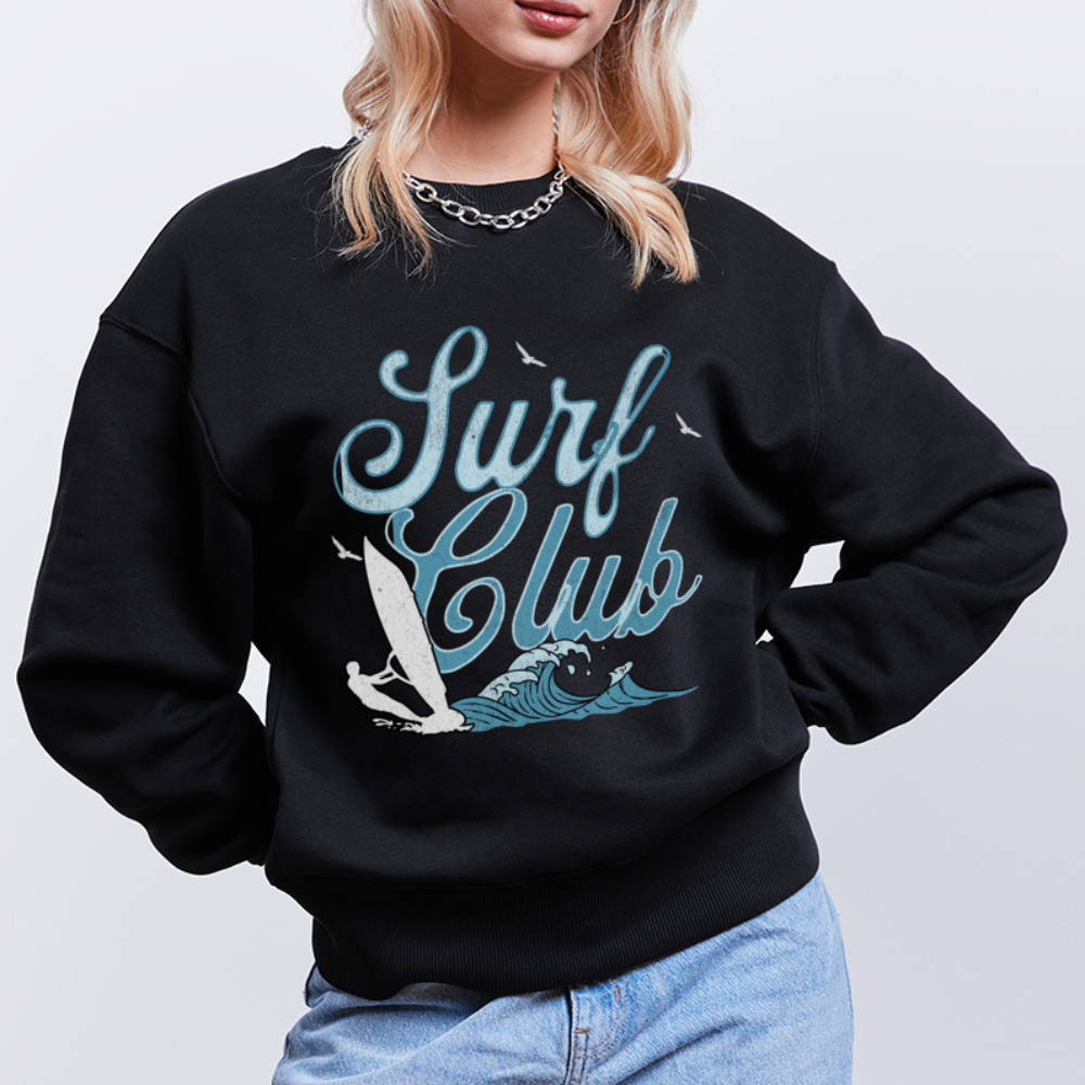 Unisex Oversize Bio Pullover-surf club- - Schwarz