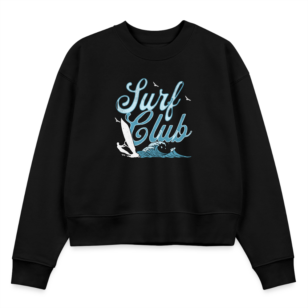 Cropped Frauen Sweatshirt -surf club- - Schwarz