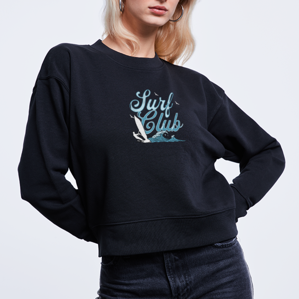 Cropped Frauen Sweatshirt -surf club- - Schwarz