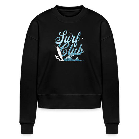 Cropped Frauen Sweatshirt -surf club- - Schwarz