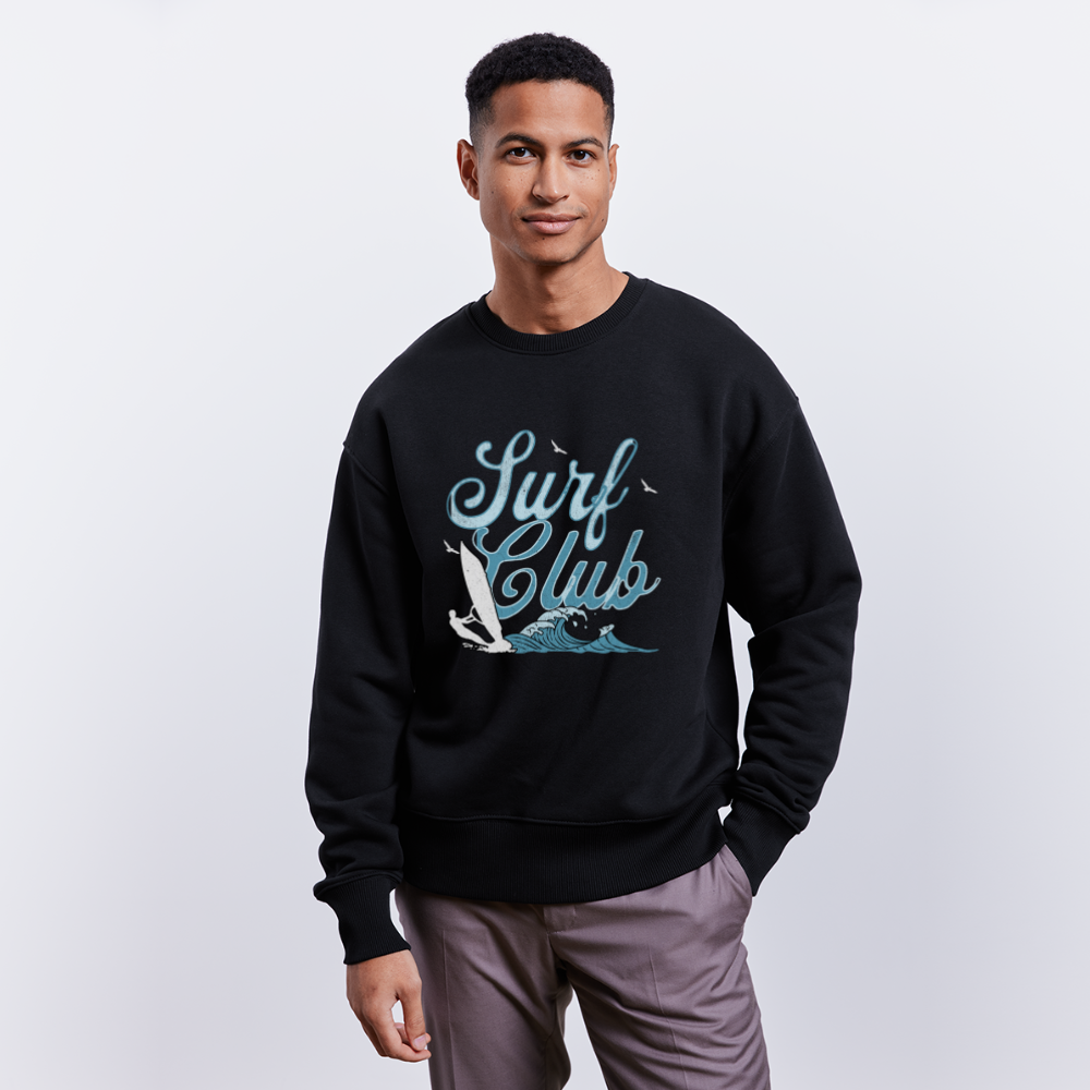 Unisex Oversize Bio Pullover -surf club- - Schwarz