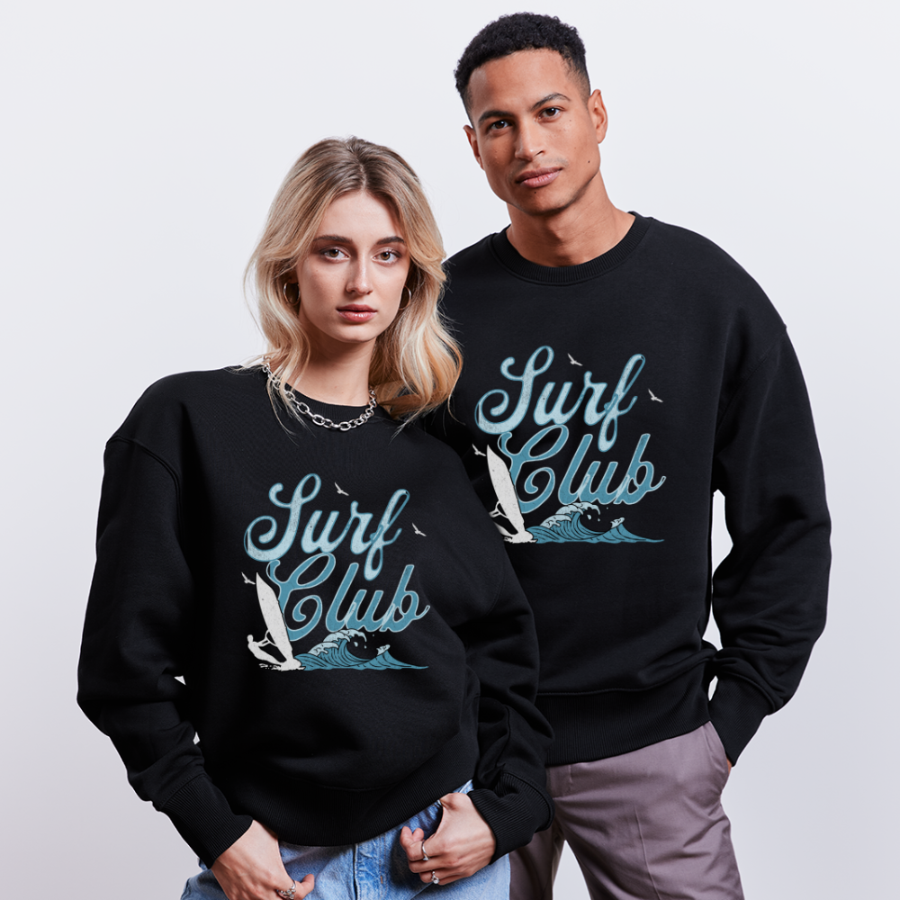 Unisex Oversize Bio Pullover -surf club- - Schwarz