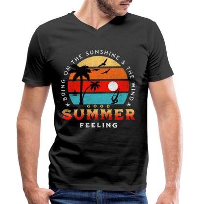 Männer Bio-T-Shirt mit V-Ausschnitt -Bring on the sunshine- - Schwarz