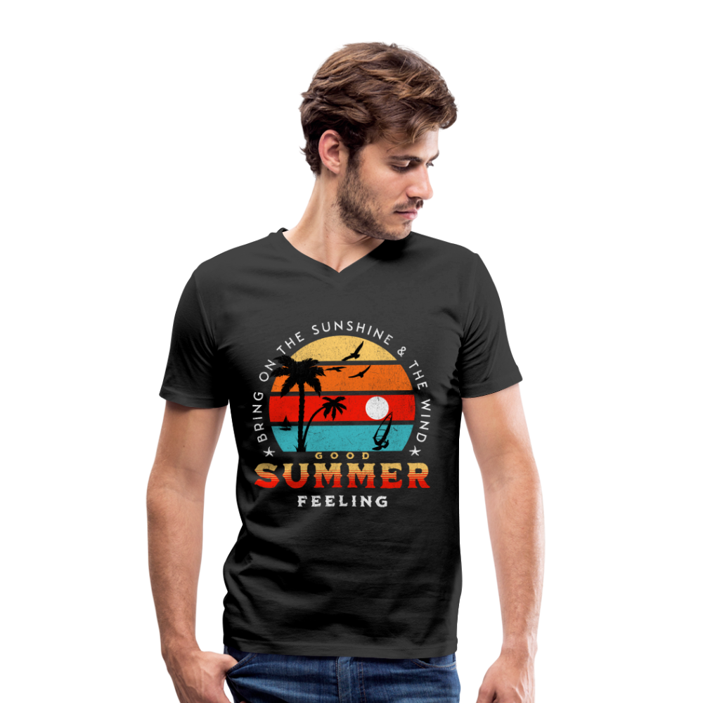 Männer Bio-T-Shirt mit V-Ausschnitt -Bring on the sunshine- - Schwarz