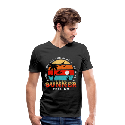 Männer Bio-T-Shirt mit V-Ausschnitt -Bring on the sunshine- - Schwarz