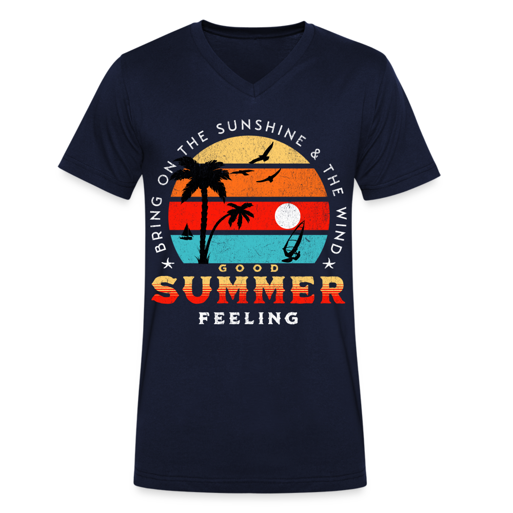 Männer Bio-T-Shirt mit V-Ausschnitt -Bring on the sunshine- - Navy