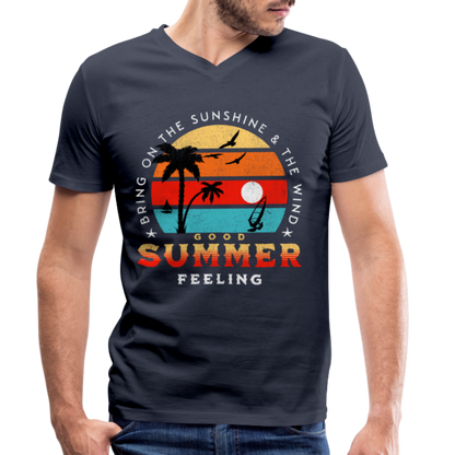 Männer Bio-T-Shirt mit V-Ausschnitt -Bring on the sunshine- - Navy