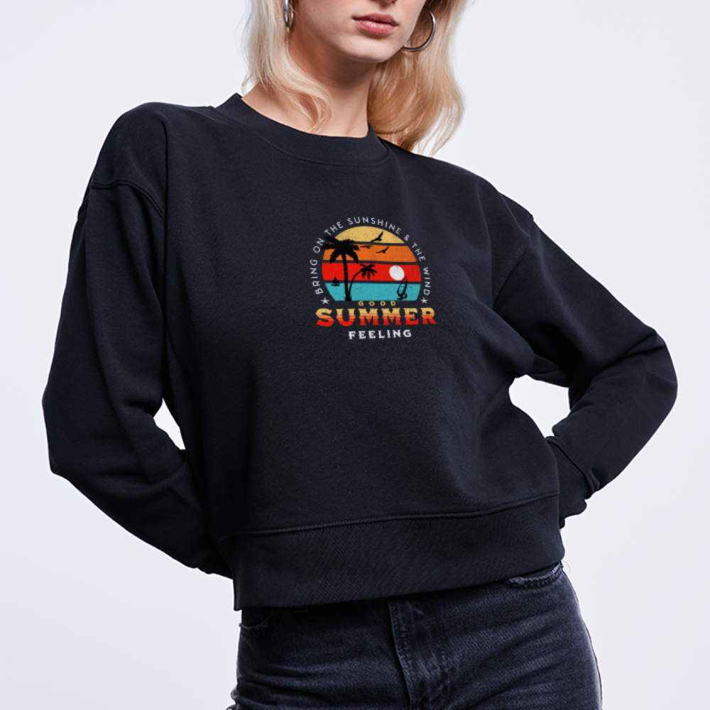 Cropped Frauen Sweatshirt -bring on the sunshine- - Schwarz