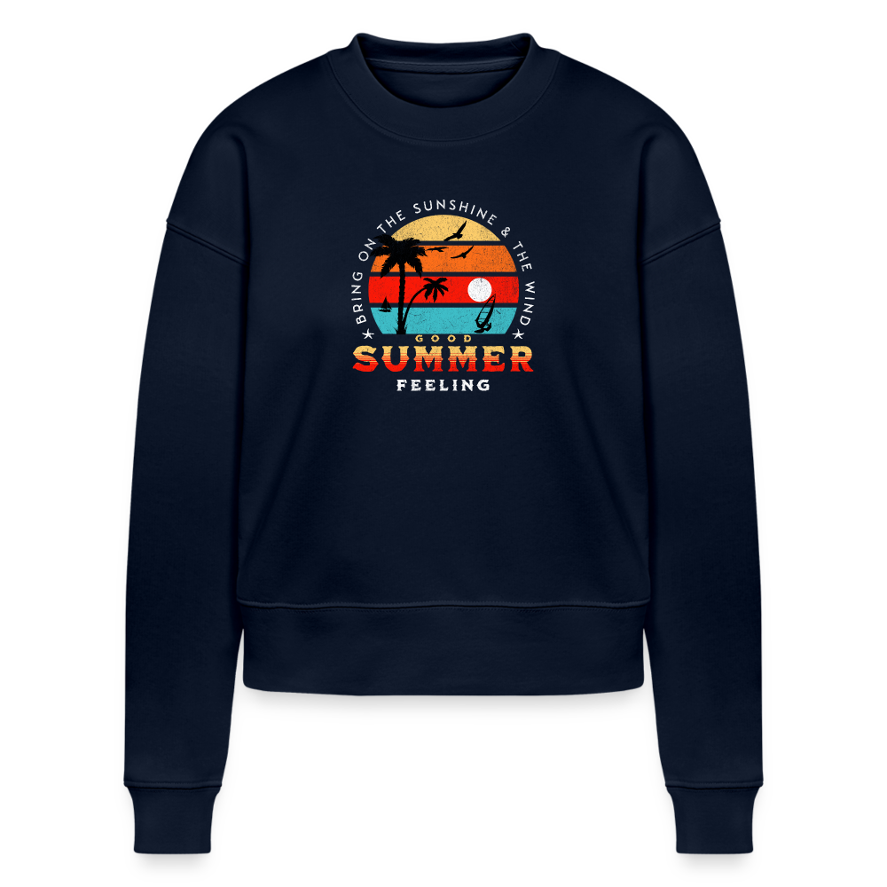 Cropped Frauen Sweatshirt -bring on the sunshine- - Navy