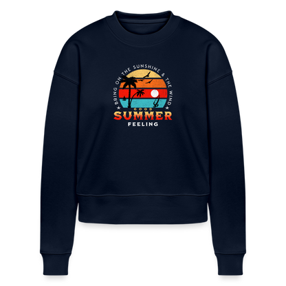 Cropped Frauen Sweatshirt -bring on the sunshine- - Navy