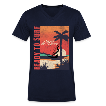 Männer Bio-T-Shirt mit V-Ausschnitt ready to surf - Navy