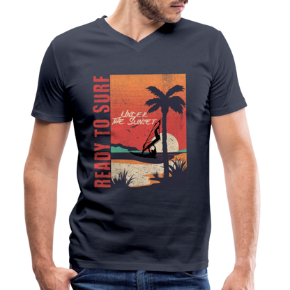 Männer Bio-T-Shirt mit V-Ausschnitt ready to surf - Navy