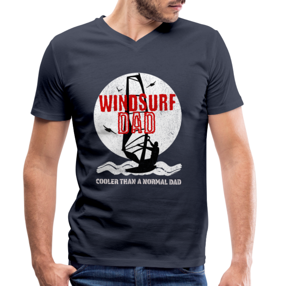 Männer Bio-T-Shirt mit V-Ausschnitt - windsurf dad - Navy