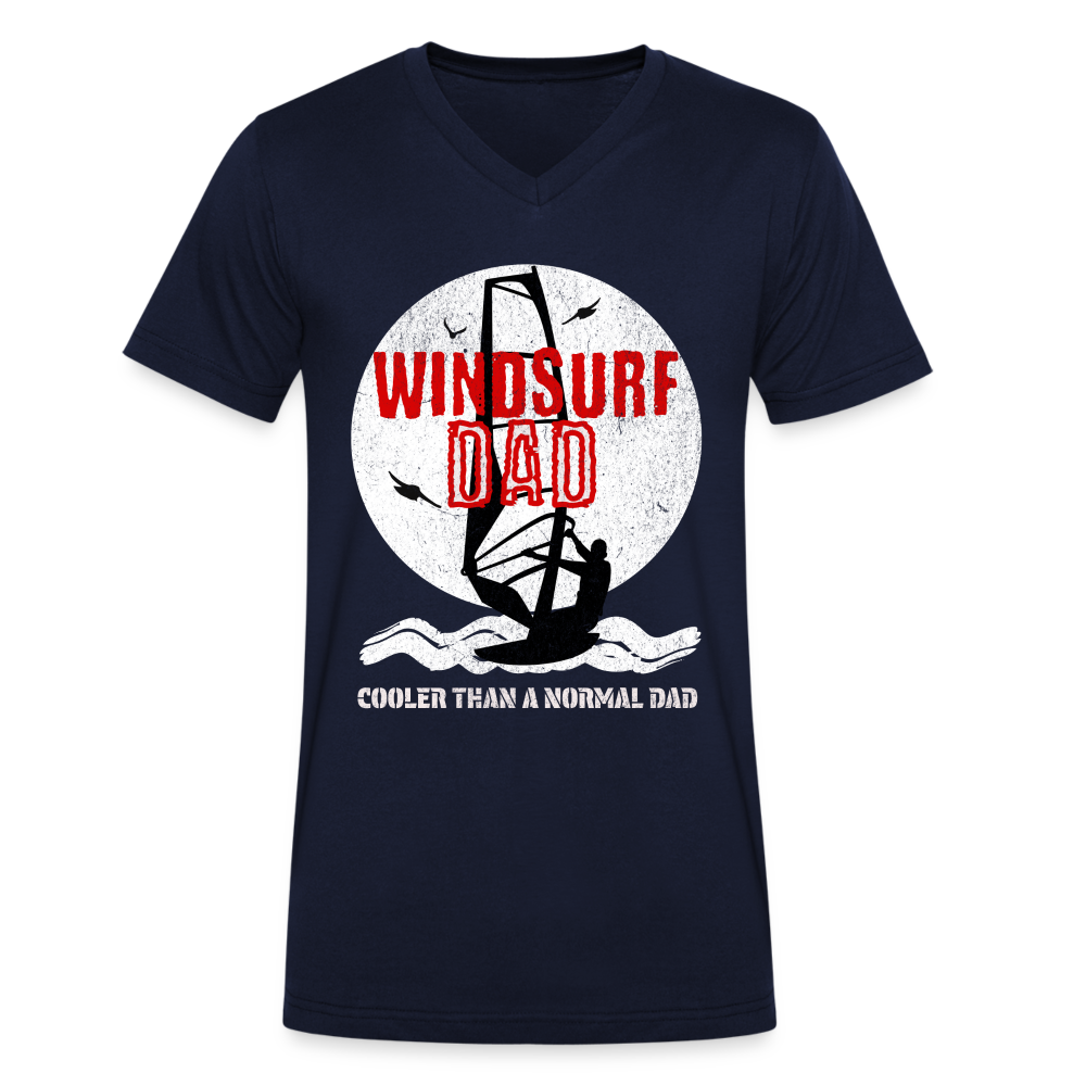 Männer Bio-T-Shirt mit V-Ausschnitt - windsurf dad - Navy