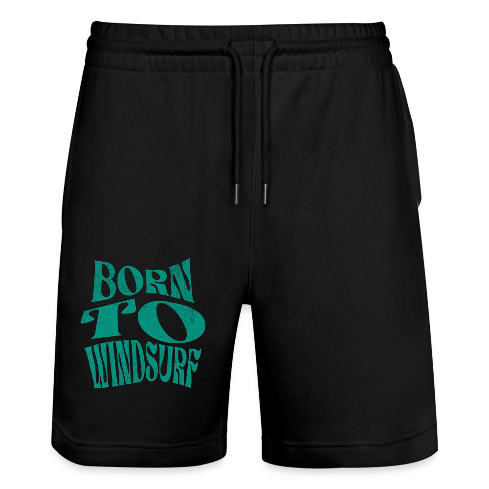 Unisex Bio Joggingshorts -born to windsurf- - Schwarz