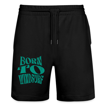 Unisex Bio Joggingshorts -born to windsurf- - Schwarz