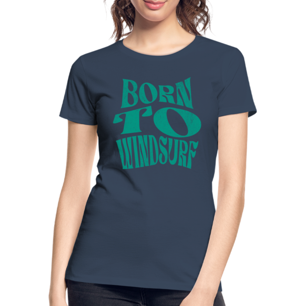 Frauen Premium  T-Shirt -born to windsurf- - Navy