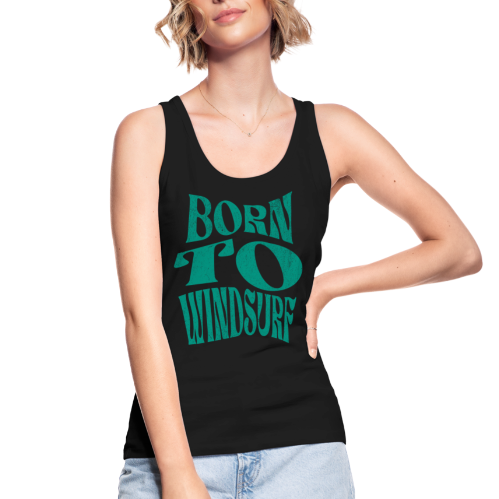 Frauen Bio Tank Top -born to windsurf- - Schwarz