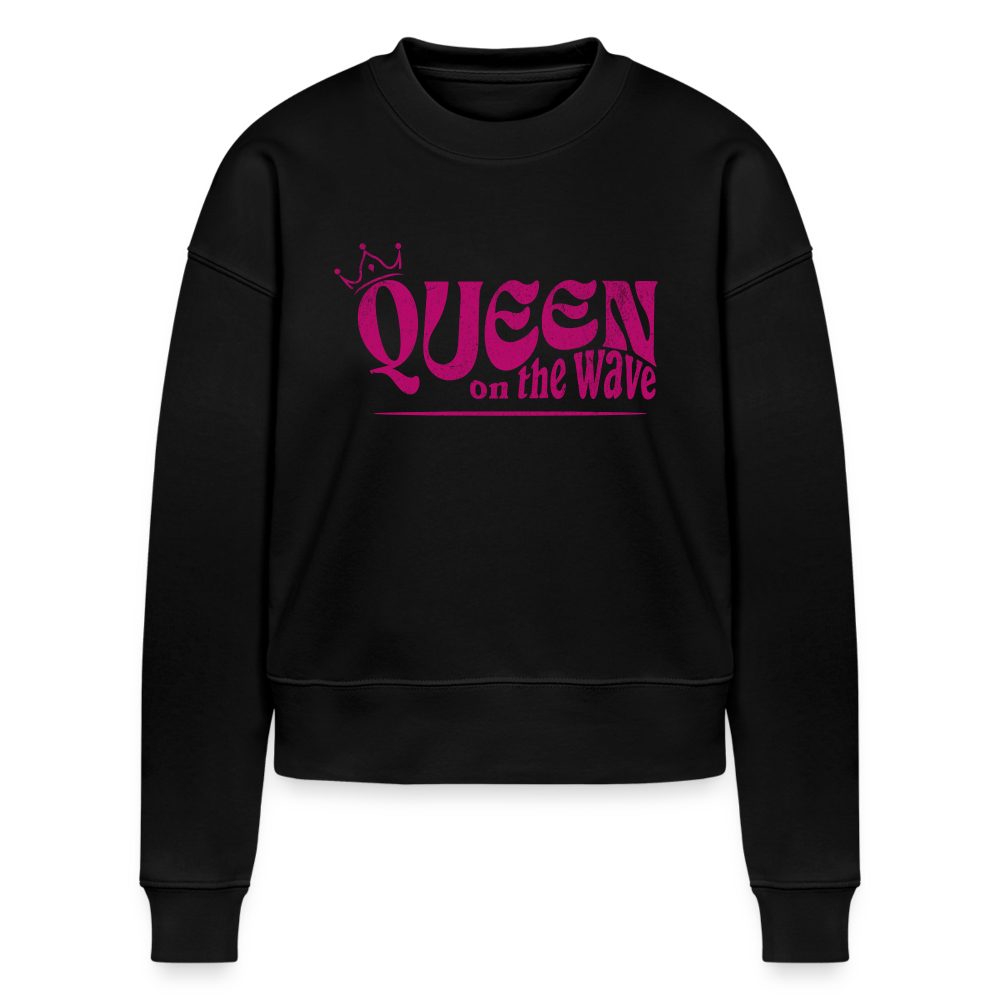 Cropped Frauen Sweatshirt -Queen on the wave- - Schwarz