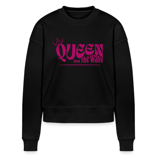 Cropped Frauen Sweatshirt -Queen on the wave- - Schwarz