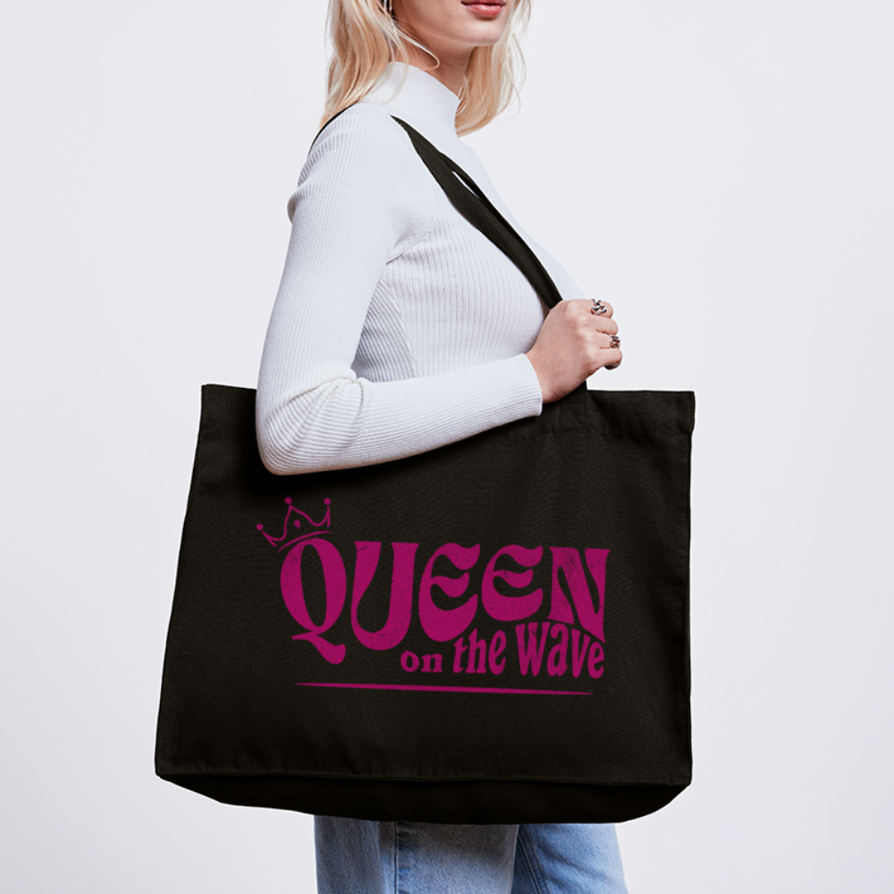 recycelter Shopping Bag -Queen on the wave- - Schwarz